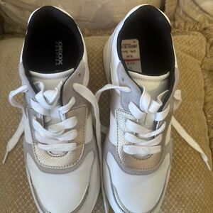 Geox White and Gold Sneakers